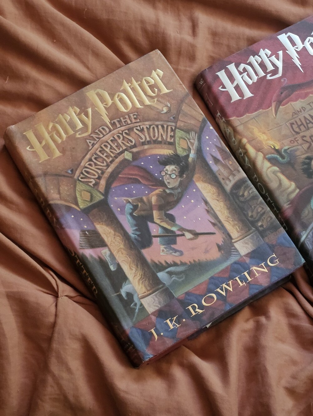 Harry Potter Books 1 & 2 W/ Original Scholastic Art on Dust Jackets